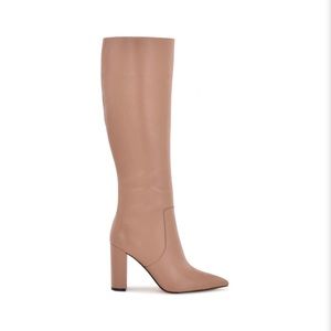 Nine West Danee Wide Calf Dress Boot in Peach Tan Leather